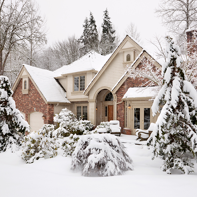 Beautiful home in snowy landscape in Denver, Colorado