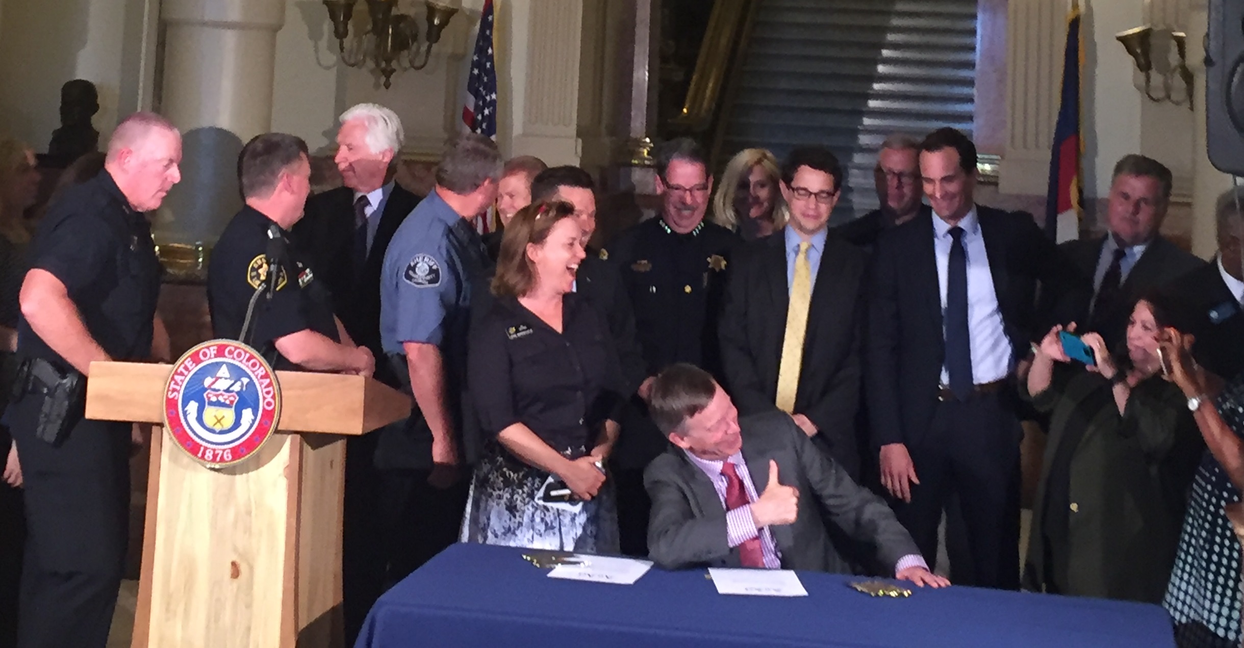 Governor Hickenlooper Gives Thumbs Up at Bill Signing