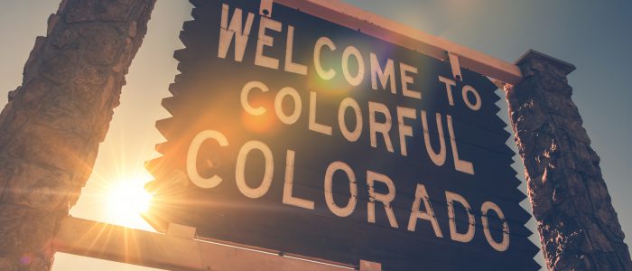 Welcome in Colorado State Entrance Wooden Welcome Sign. Colorado United States.