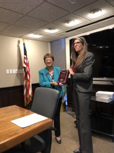 Representative Terri Carver receiving LOTY award