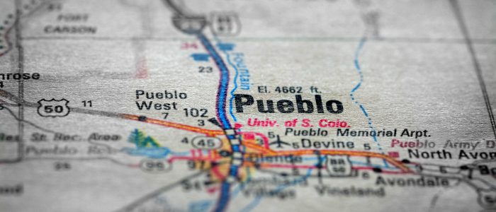 Travel to locations on map views paper destinations Pueblo Colorado