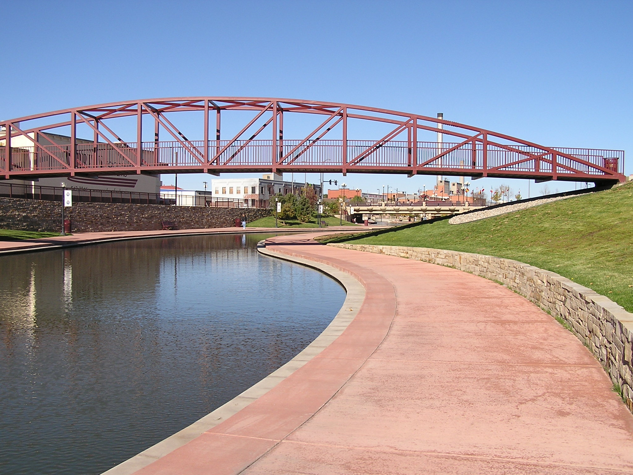a section of the historic arkansas riverwalk near downtown pueblo, colorado.