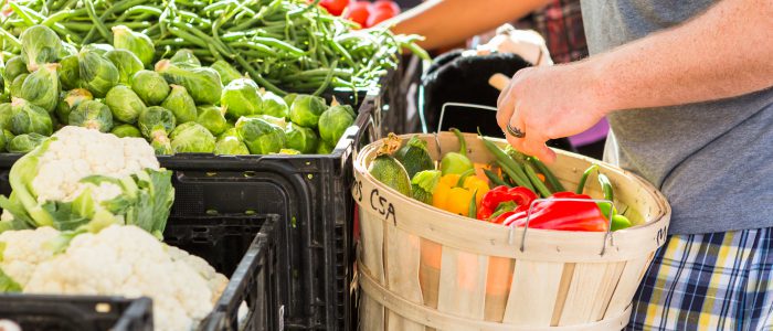 Parker Colorado USA-July 26 2015. Local produce at the summer farmers market in the city.